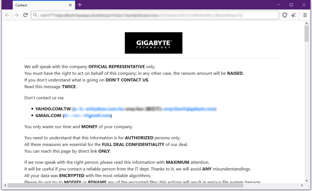 Private leak page for GIGABYTE